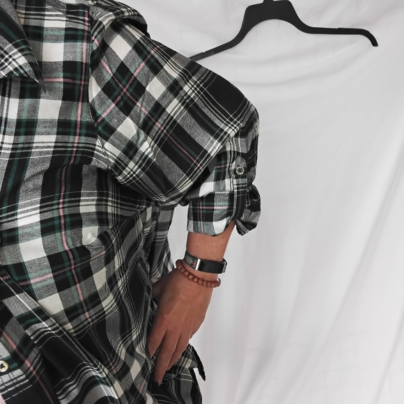 Catherine's Light Flannel Shirt 3X Womens with optional roll up sleeves - Picture 3 of 7